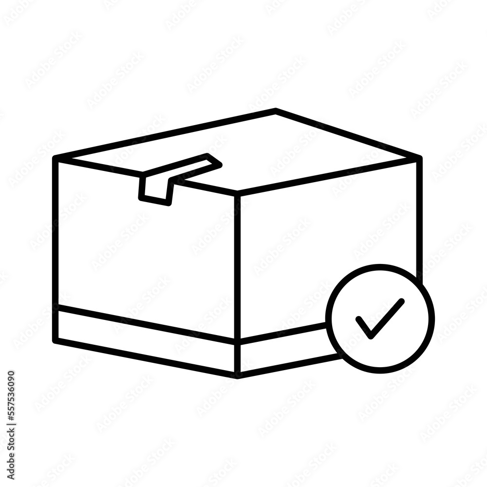 Poster cargo box icon illustration with check list. suitable for order delivery icon. icon related to logis