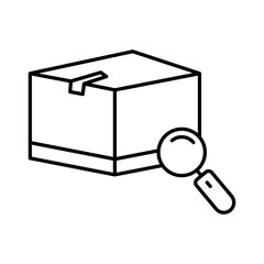 Cargo box icon illustration with search. suitable for tracking icon. icon related to logistic, delivery. Line icon style. Simple vector design editable