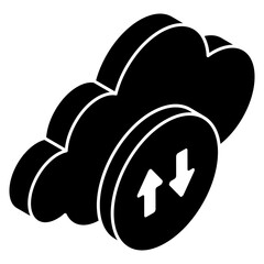 Editable design icon of cloud data transfer