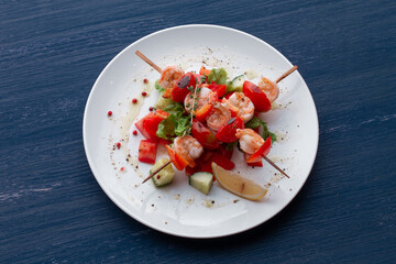 Kebab - grilled sea food and vegetables