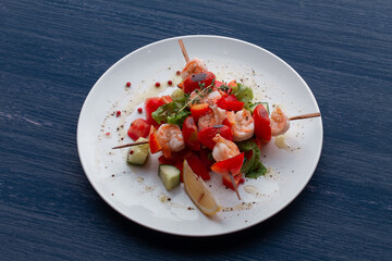 Kebab - grilled sea food and vegetables