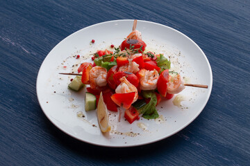 Kebab - grilled sea food and vegetables