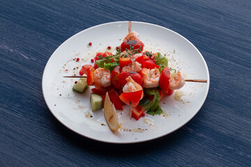 Kebab - grilled sea food and vegetables