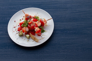 Kebab - grilled sea food and vegetables