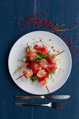 Kebab - grilled sea food and vegetables