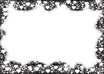 Frame with glitch distorted heart shapes . Minimal art design . Noise destroyed circle logo . Trendy defect error shapes . Glitched frame .Broken effect . Grunge texture . Distress effect .vector 