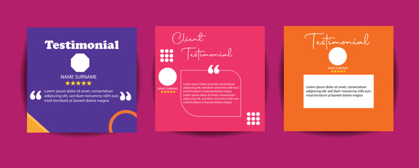 Customer feedback testimonial template vector with star ratings. Client testimonials template design with dark gray and yellow color. Customer feedback review or testimonial layout vector.