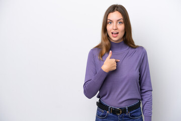 Young caucasian woman isolated on white background with surprise facial expression