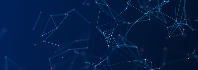 Polygonal background with dots and lines. Network connection structure. Science and technology. 3d