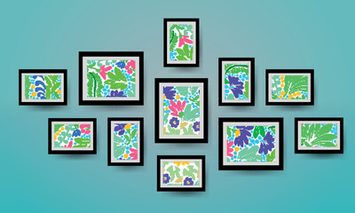 Floral Art Frames Set Wall Illustration Design