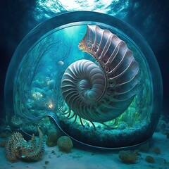 Incredible underwater world - Nautilus, Palau. Generative AI