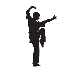 Fototapeta na wymiar Chinese martial arts kung fu man standing posing silhouette vector. Shaolin master illustration on white.