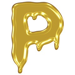 Gold Melted Effect Alphabet.