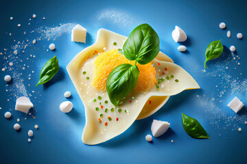 Ravioli pasta with mozzarella cheese food
