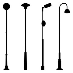 Set of Urban Street Light Silhouettes
