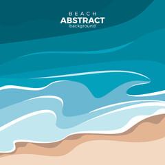 Top view on sea beach. Top view on ocean beach with soft waves. Vector illustration