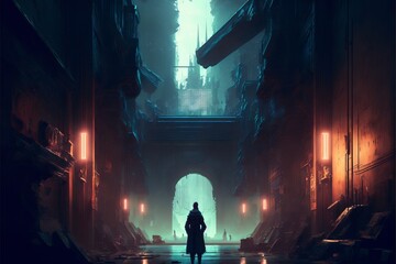 Plakat Cyberpunk City at night