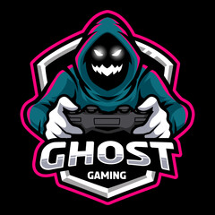 ghost gaming mascot sport logo design template
