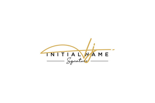 Initial IJ signature logo template vector. Hand drawn Calligraphy lettering Vector illustration.