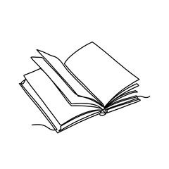 Book open one continuous single line art drawing. Minimal art style. Book continuous line art illustration.