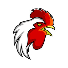 Vector chicken rooster head mascot logo design template