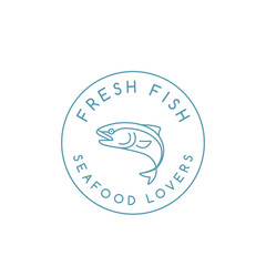 fish tuna seafood logo design with restaurant fish market minimalist style
