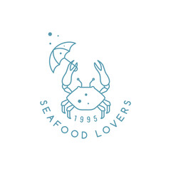 crab with umbrella or seafood logo design
