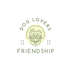 dog head with glasses logo design vector minimal style