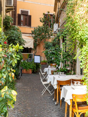Roma, Italy. Wonderful views of the traditional alleys of the city with the typical restaurants or...