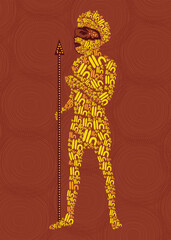 Fototapeta na wymiar Aboriginal man with spear - Illustration