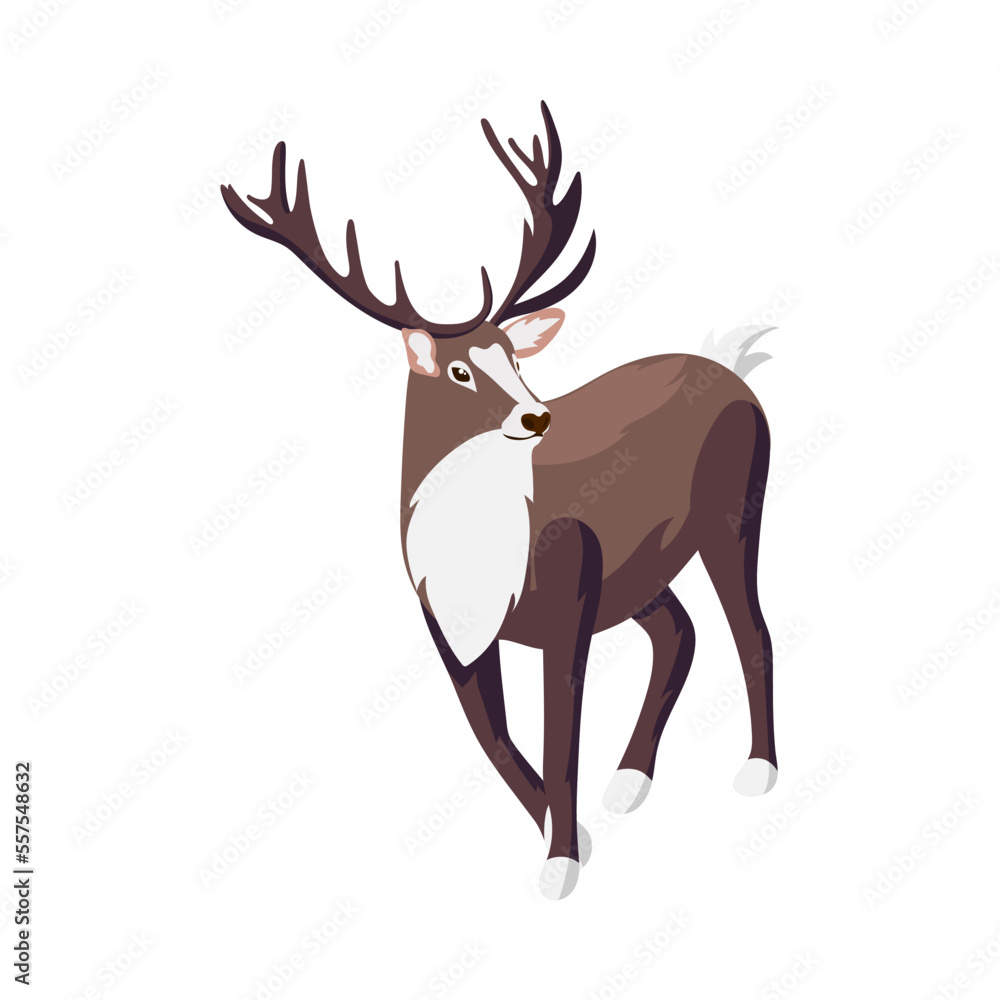 Sticker isometric reindeer illustration