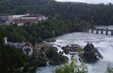 Rhine Falls with Rheinfall Bridge and Laufen Castle, Switzerland