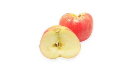 Red apple cut in half
