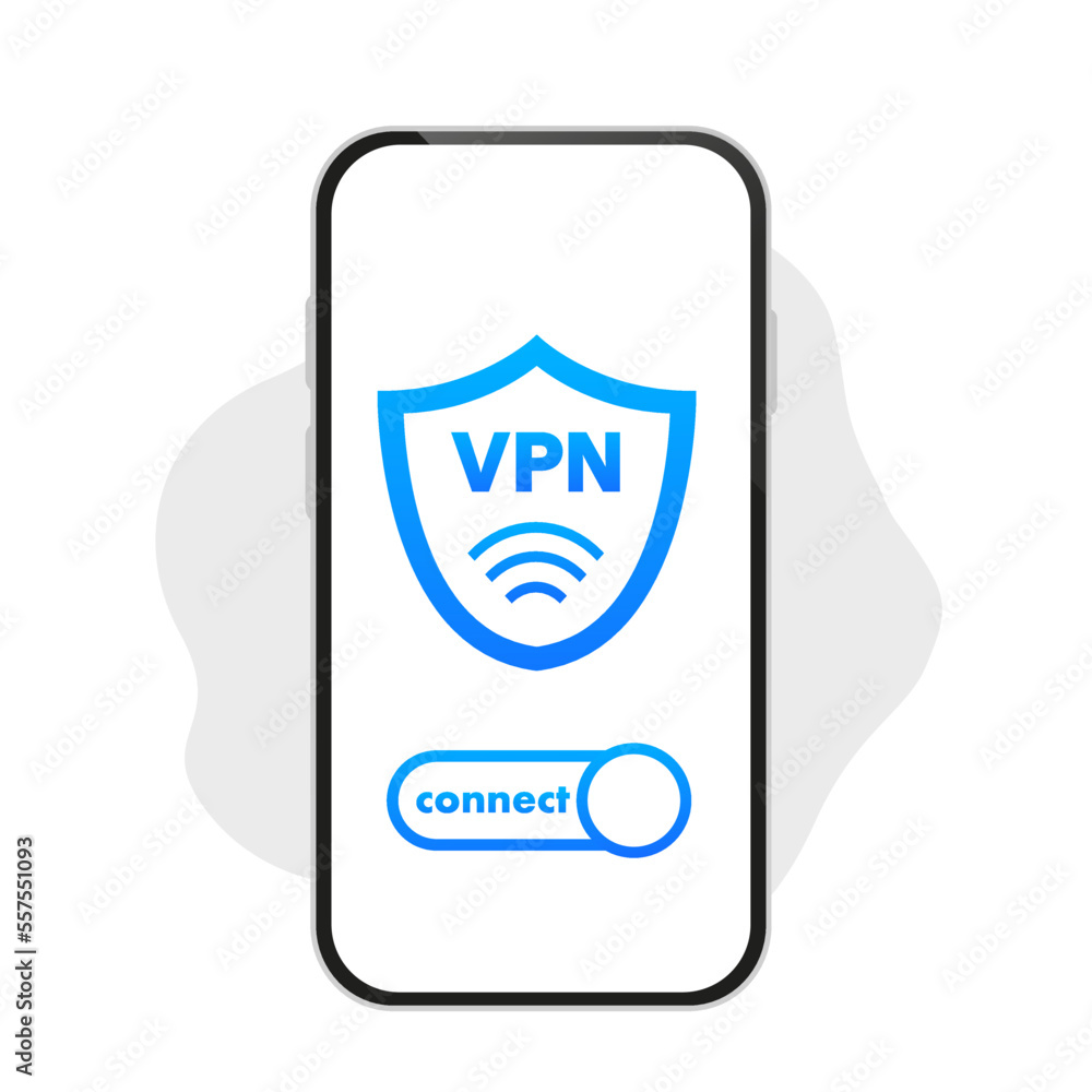 Poster vpn service.phone with secure vpn connection concept. cyber security, secure web traffic, data prote