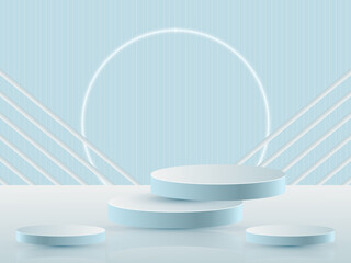 Abstract cylinder geometric stage platform background for product advertising. Vector Illustration.