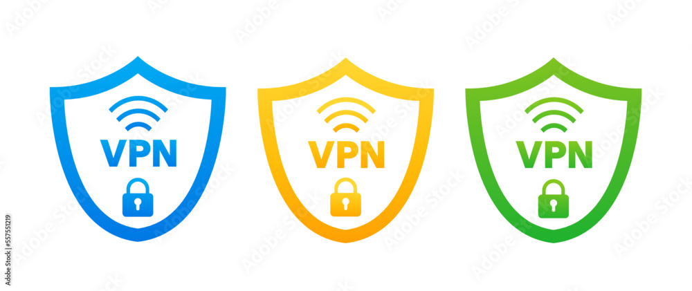 Aufkleber wireless shield vpn wifi and no vpn icon sign flat design. secure vpn connection concept. virtual pr