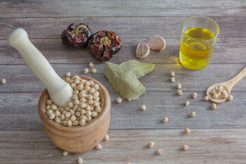 herbs and spices on table