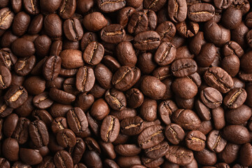 Background of roasted coffee beans for morning espresso