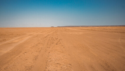 The vast empty landscapes of Chalbi Desert in Marsabit County, Kenya