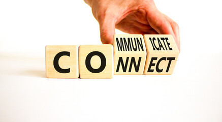 Connnect or communicate symbol. Concept word Connnect or Communicate on wooden cubes. Beautiful...