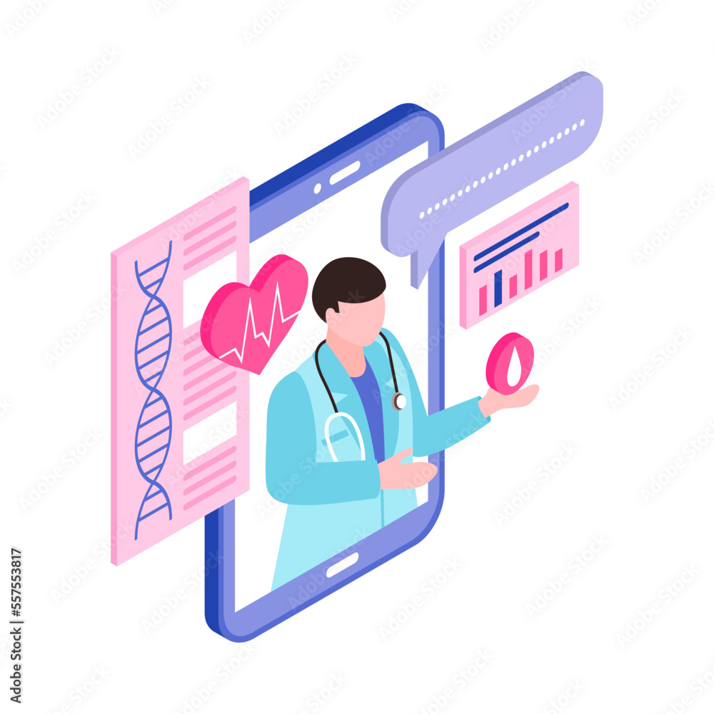 Poster telemedicine isometric concept