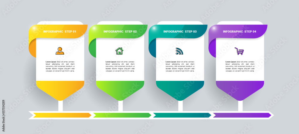 Poster Infographics design template, business concept with 4 steps or options, can be used for workflow layout, diagram, annual report, web design.Creative banner, label vector.