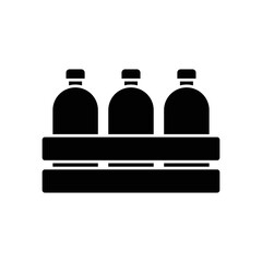 Milk wooden box icon design. Milk bottles crate icon. isolated on white background