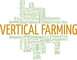 Vertical Farming word cloud conceptual design isolated on white background.