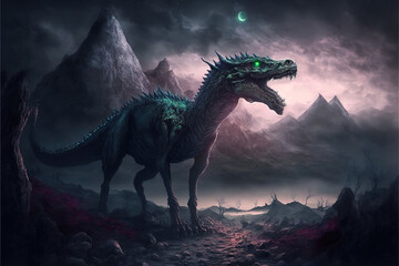 Obraz na płótnie Canvas Magical fantasy dinosaur, Generative AI