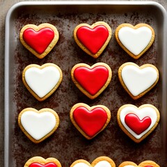 Naklejka na ściany i meble Heart shaped cookies. Perfect for articles on love of food, Valentines Day etc.