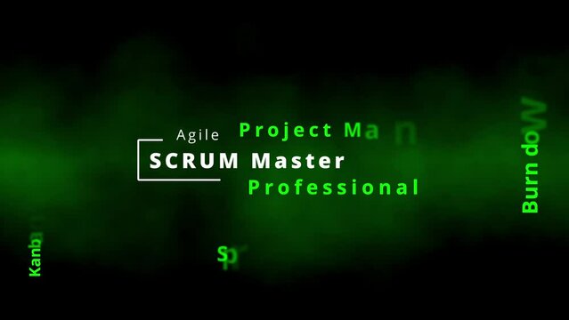 Professional agile development word cloud with agility terms tag cloud for SCRUM masters and agile coaches for processes in backlog and project realization conceptual tags technical terms scrum sprint