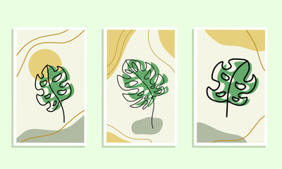 illustration of a set of leaves boho botanical wall art