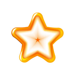 Caramel gold Star, glossy icon. Cartoon style object isolated. Cute design for ui, app, interface, game development. Vector