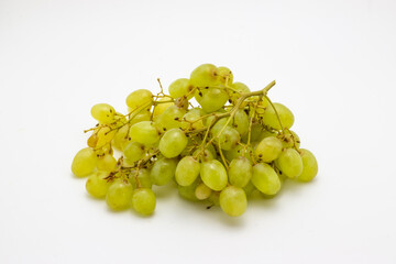 selective focus green grapes isolated on a white background